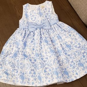Toddler Girls Blue and White Sunday Dress